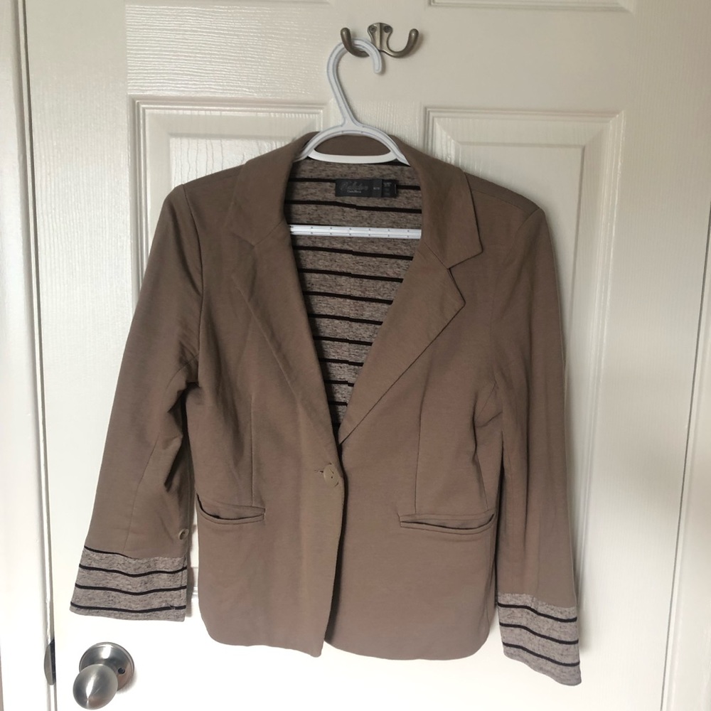 Costa Blanca Brown Blazer with Striped Cuffs